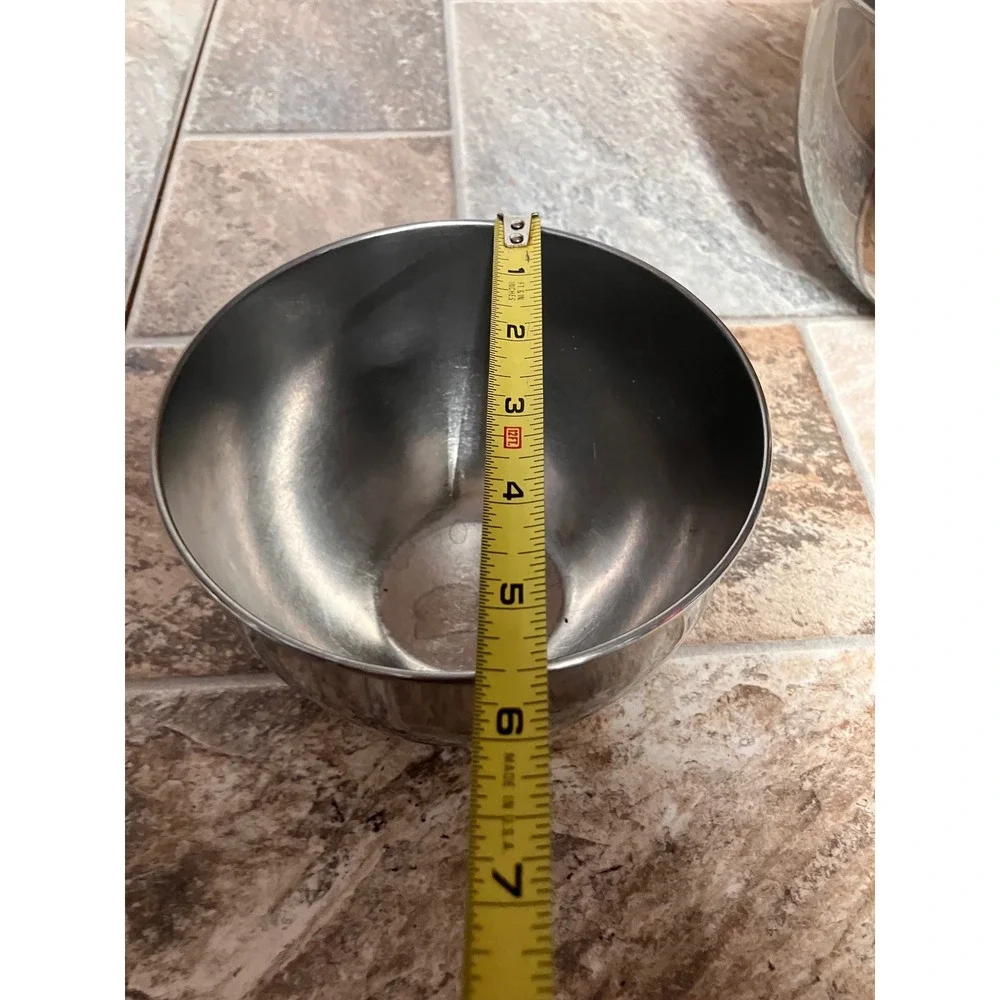 3 Piece Stainless Steel Nesting Mixing Bowl Set Polished Silver Kitchen Prep